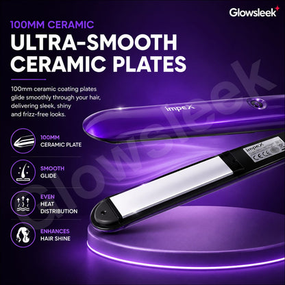 Authentic Impex Hair Straightener Model HS 302 Flat Iron with PTC Fast Heating Ceramic Coated Plates Plate Lock Function and 360 Degree Swivel Cord for Frizz Free Smooth Hair