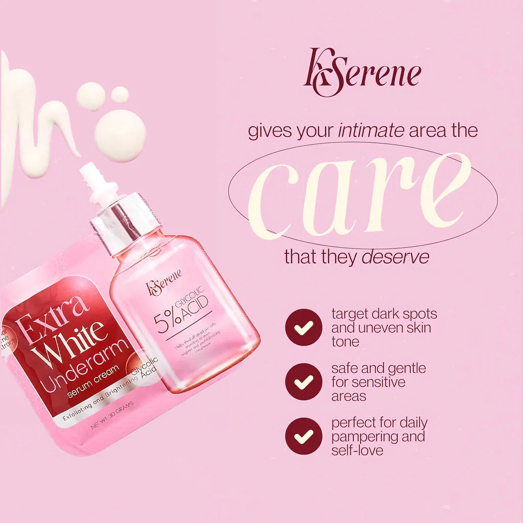 Kserene Extra White Underarm Serum Cream for bright, smooth, and hydrated underarms