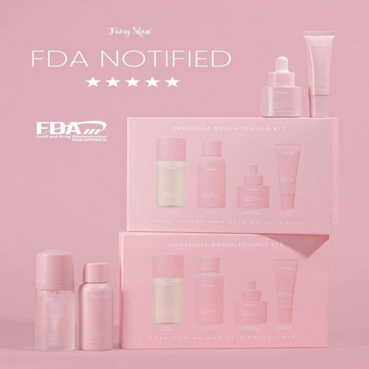 Authentic Fairyskin Premium Brightening Facial Set 4-in-1 Daily Skincare Kit with Facial Foam Cleanser Toner Serum and Sunscreen SPF 50 for Advanced Dark Spot Correction Non Peeling Hydration and Flawless Glass Skin