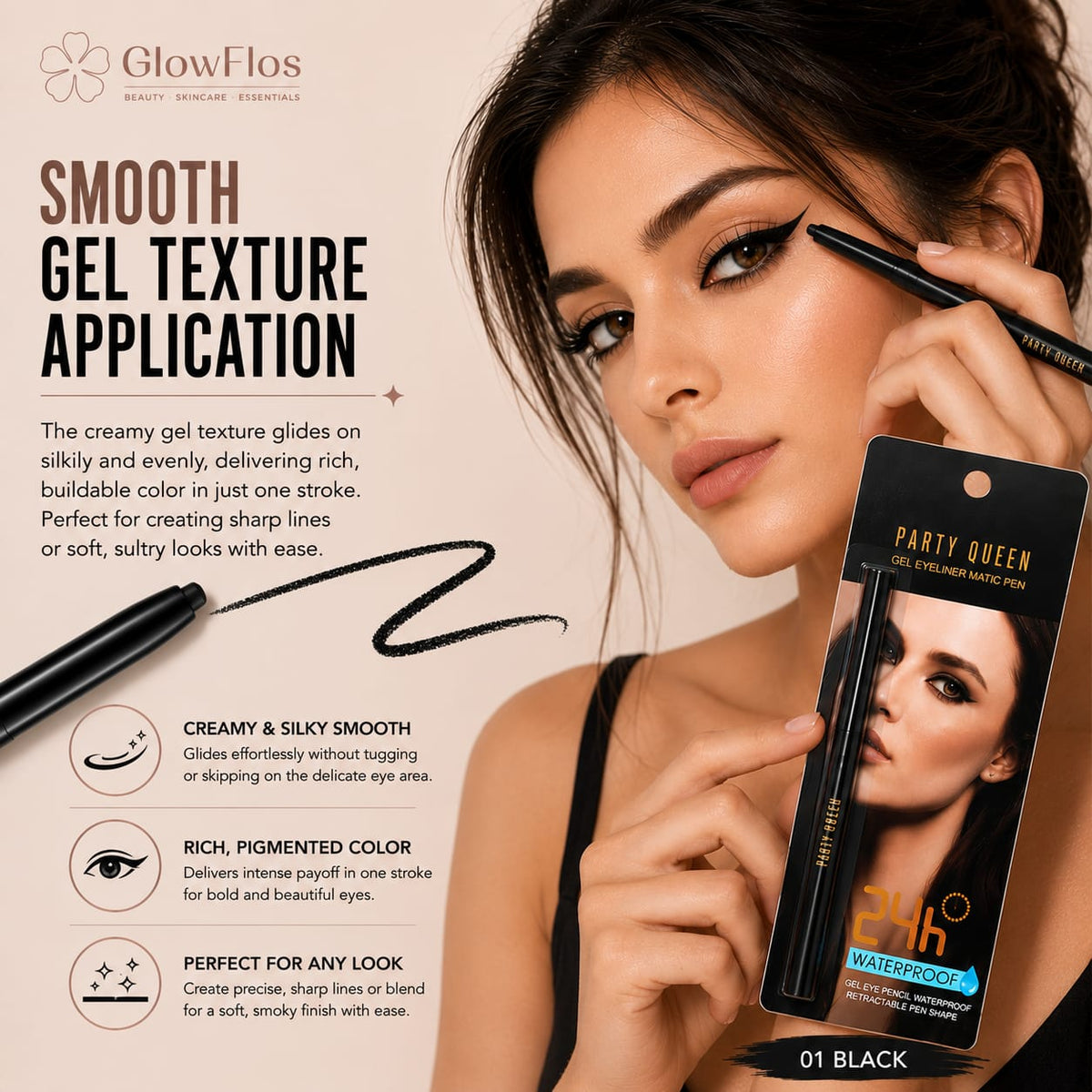 Party Queen Gel Eyeliner Matic Pen – 01 Black