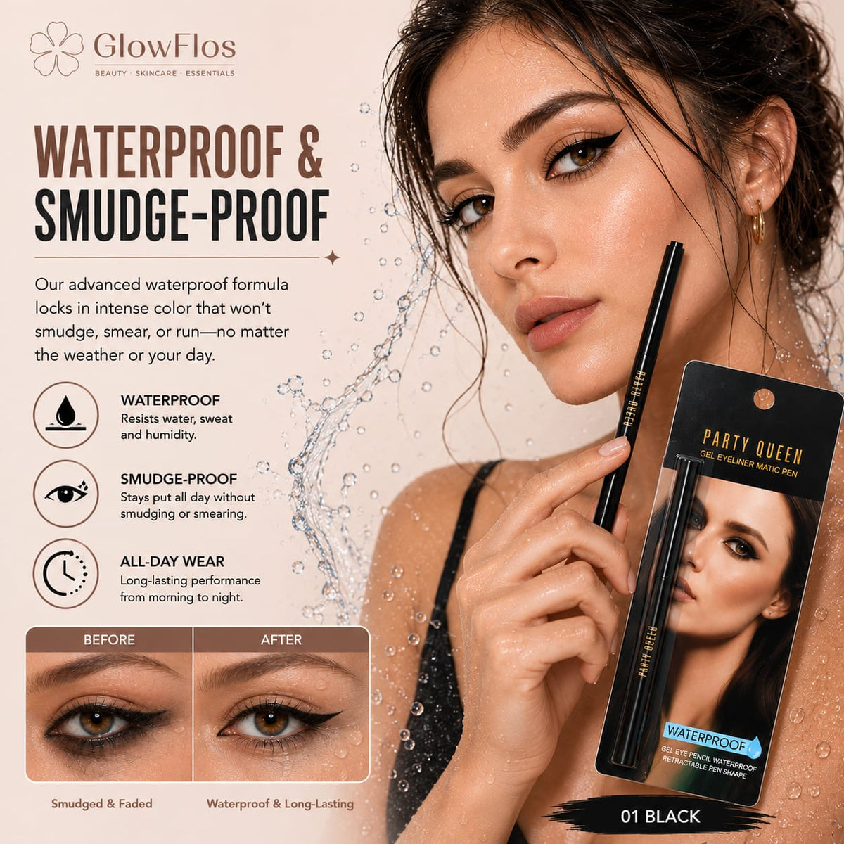 Party Queen Gel Eyeliner Matic Pen – 01 Black