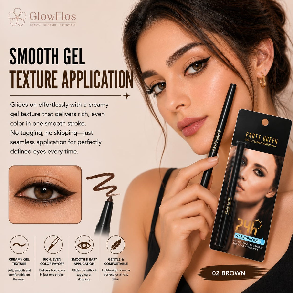 Party Queen Gel Eyeliner Matic Pen – 02 Brown