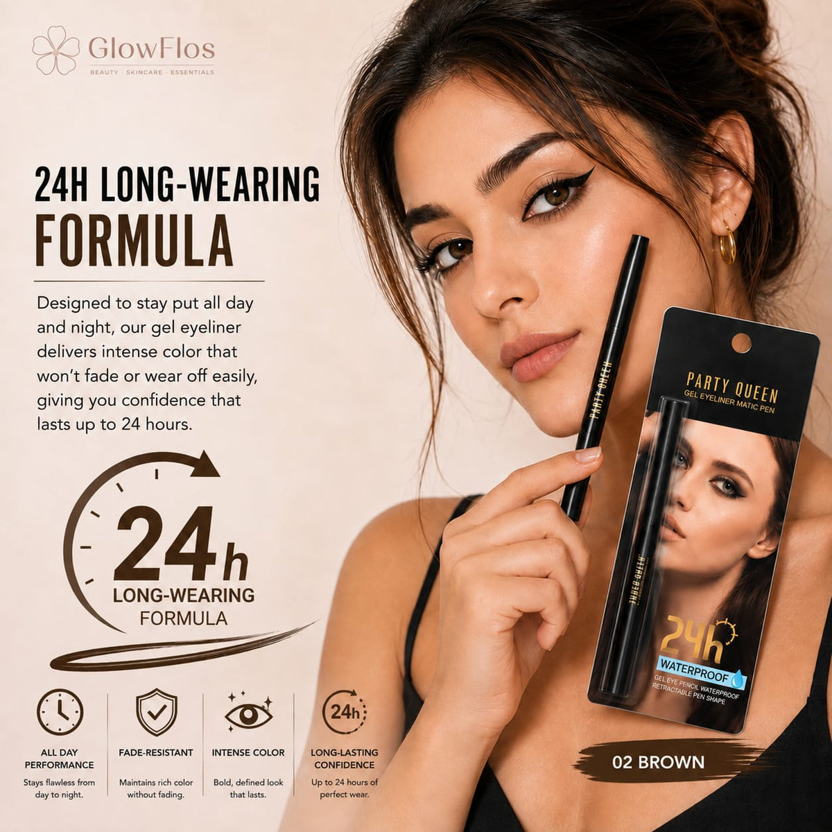 Party Queen Gel Eyeliner Matic Pen – 02 Brown