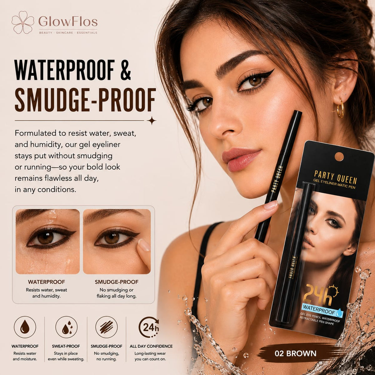 Party Queen Gel Eyeliner Matic Pen – 02 Brown