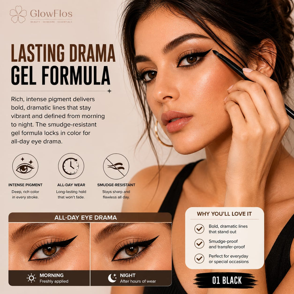Party Queen Professional Liner Express Gel Eyeliner – 01 Black