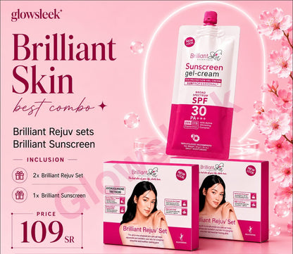 Brilliant Rejuvenating Set and Sunscreen for smooth, radiant, and protected skin