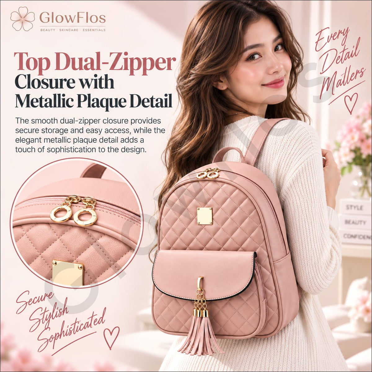 Elegance Quilted Leather Backpack