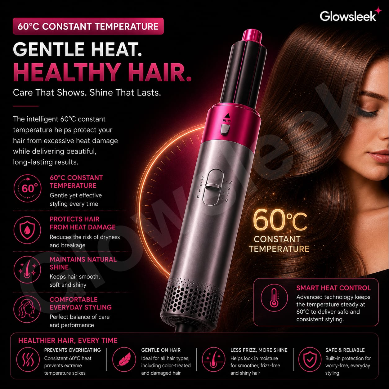 Authentic AB WAKEEL 5 in 1 Hot Air Styler Multi Functional Hair Dryer Brush and Air Wrap Curling Wand with Ionic Heat Protection for Salon Volumizing and Frizz Free Styling