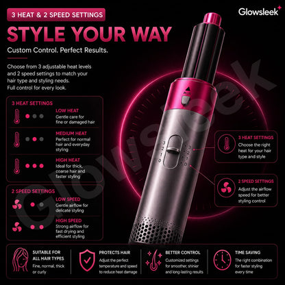 Authentic AB WAKEEL 5 in 1 Hot Air Styler Multi Functional Hair Dryer Brush and Air Wrap Curling Wand with Ionic Heat Protection for Salon Volumizing and Frizz Free Styling