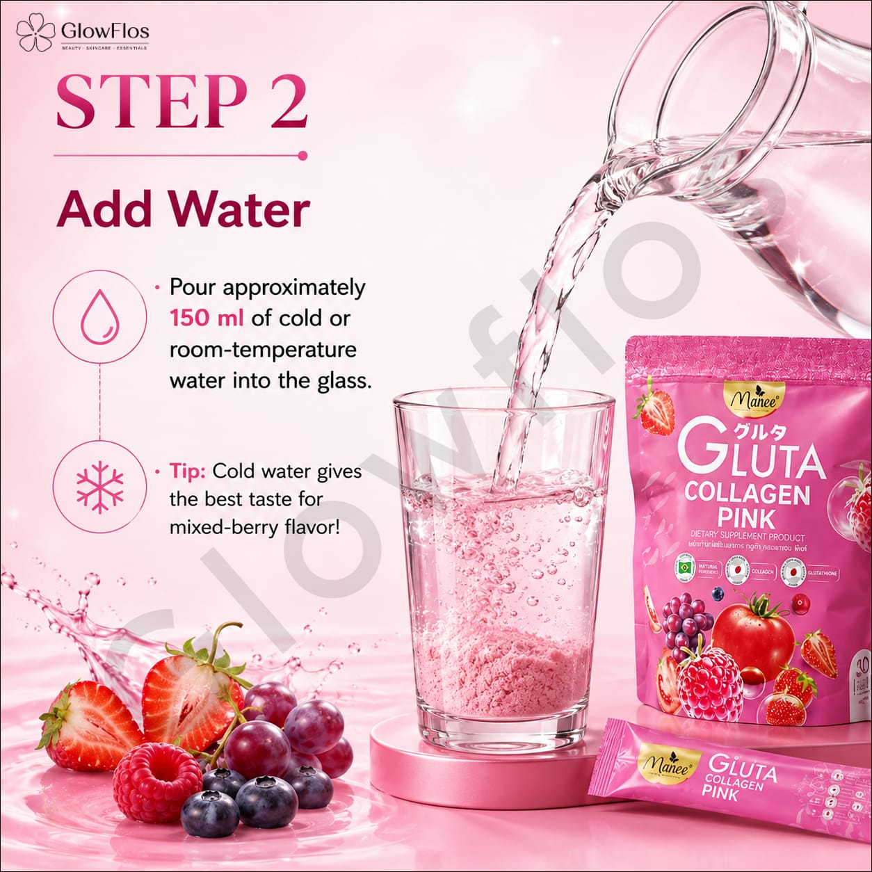Manee Gluta Collagen Pink individual daily beauty drink sachets