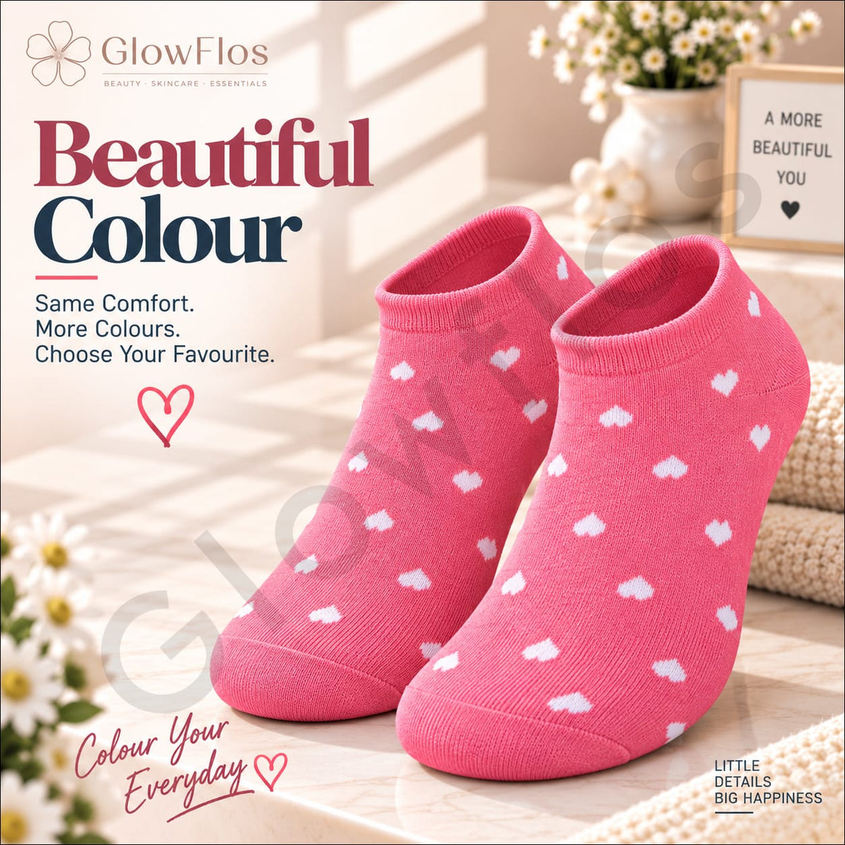 Luxe Heart Print Ankle Socks