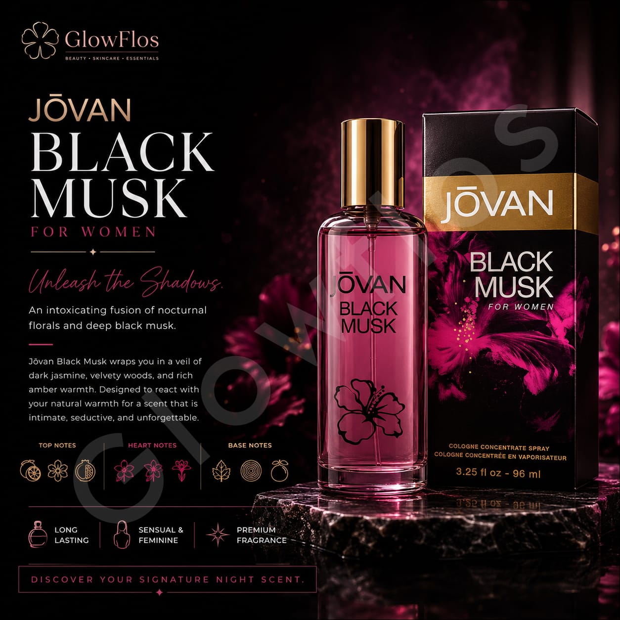 Women applying Jovan Black Musk perfume to pulse points