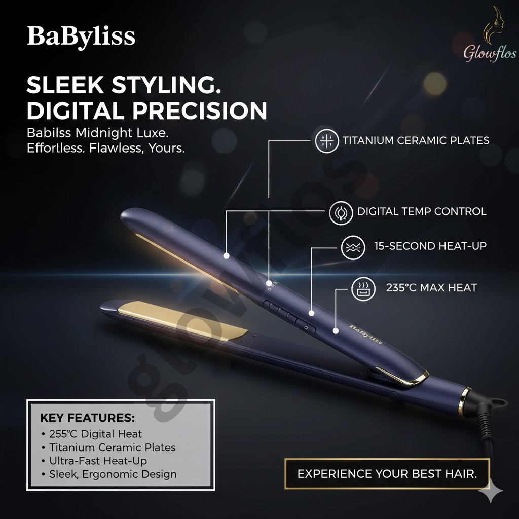 “Babyliss Hair Straightener 2516PSDE professional ceramic flat iron for smooth, sleek, straight hair – fast heating, anti-frizz styling tool.”