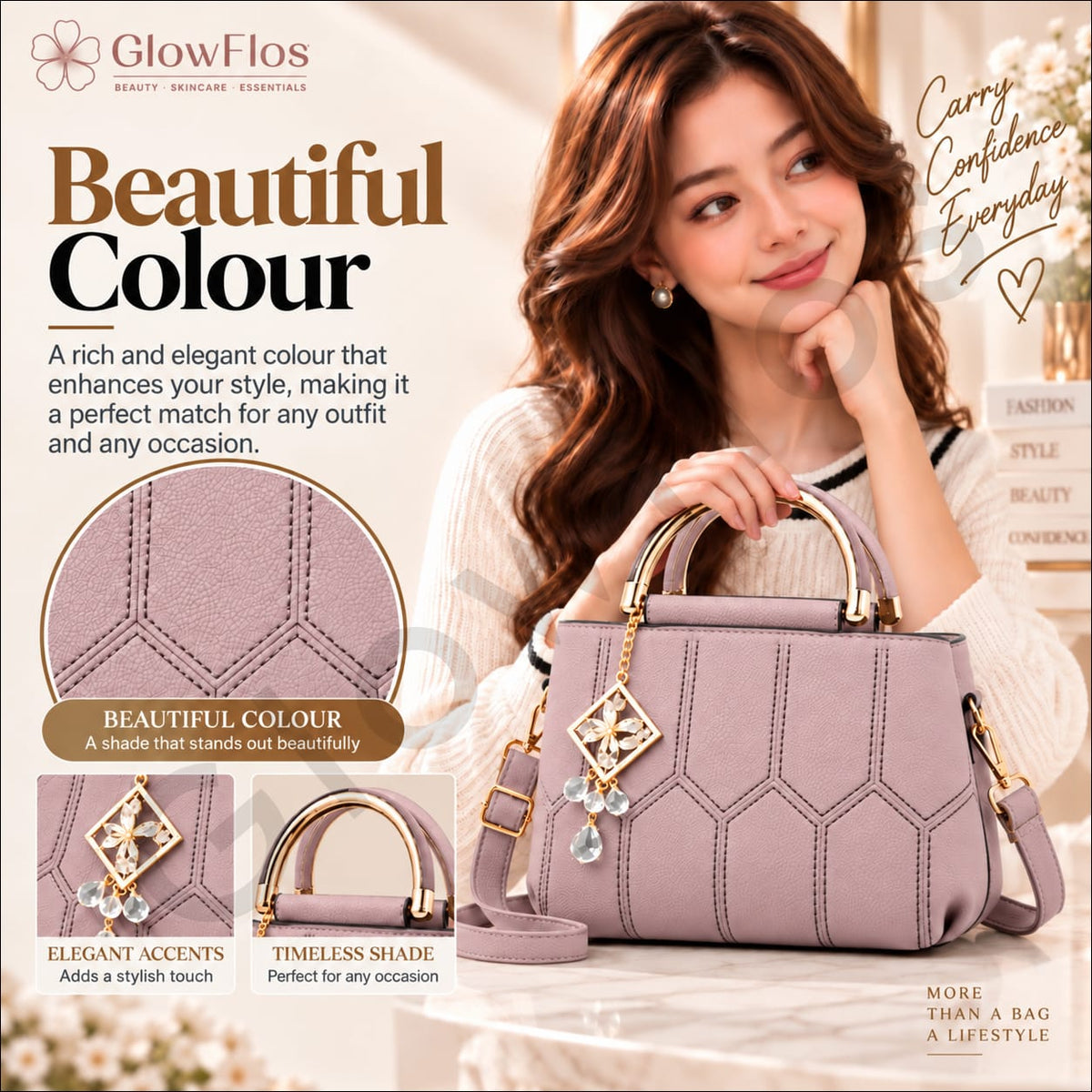 Elegance Metal-Handle Geometric Handbag