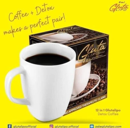 Gluta Lipo Lemon Coffee instant coffee drink with lemon flavor for a refreshing and energizing taste