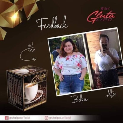 Gluta Lipo Lemon Coffee instant coffee drink with lemon flavor for a refreshing and energizing taste