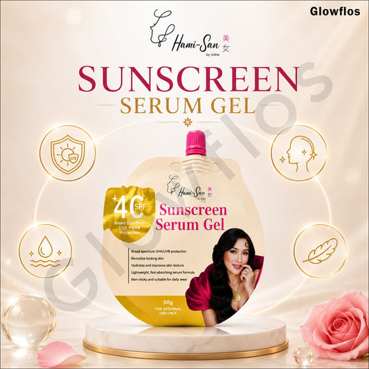 Lightweight clear serum gel texture of Hami-San sunscreen being blended effortlessly on skin