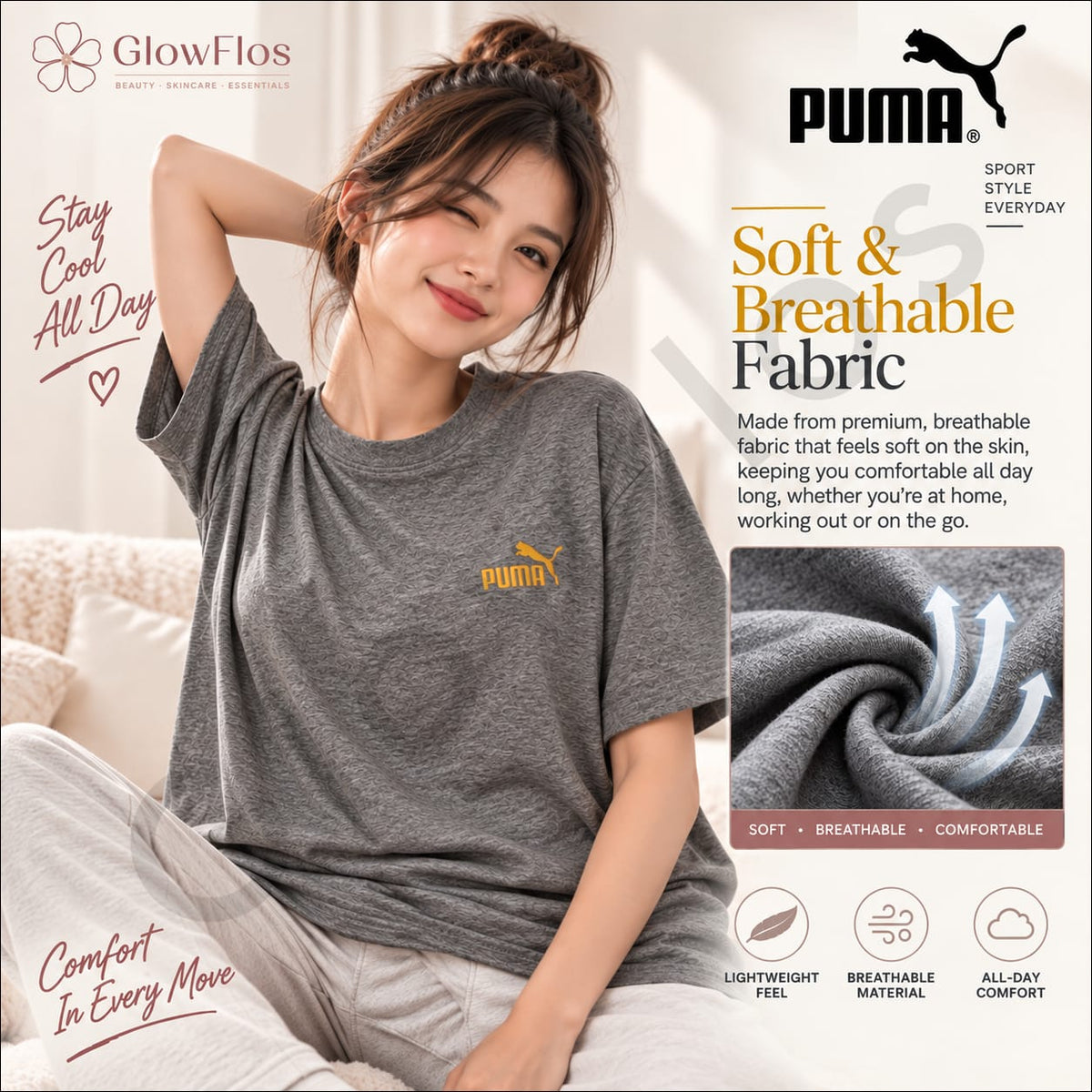 Puma Embroidered Chest Logo Athletic T-Shirt