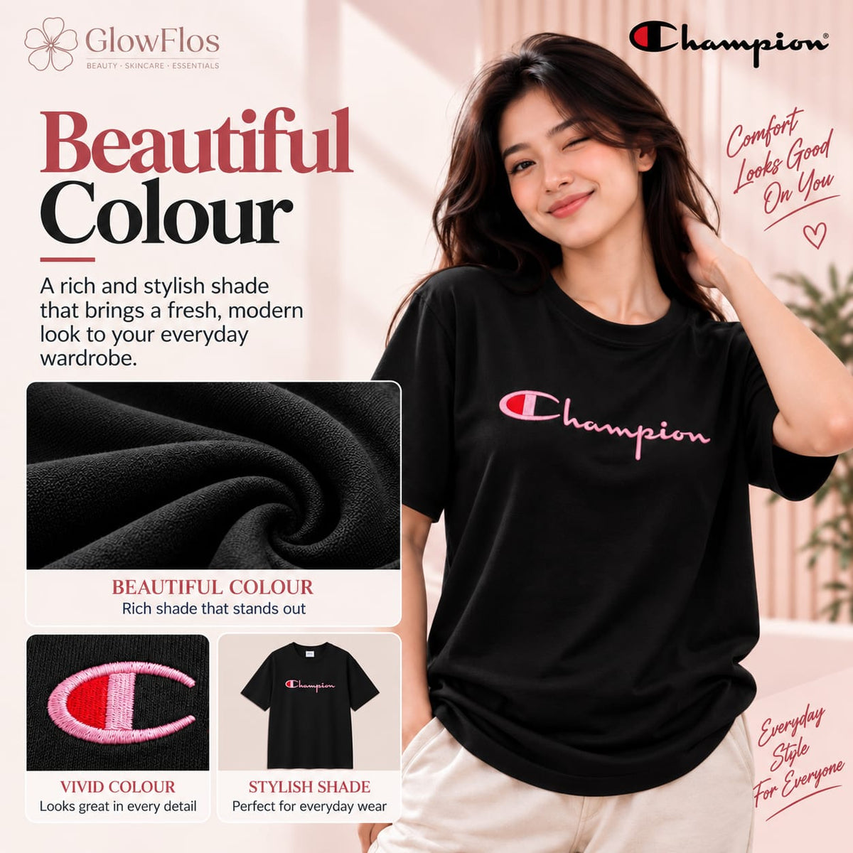 Champion Classic Script Logo Casual T-Shirt