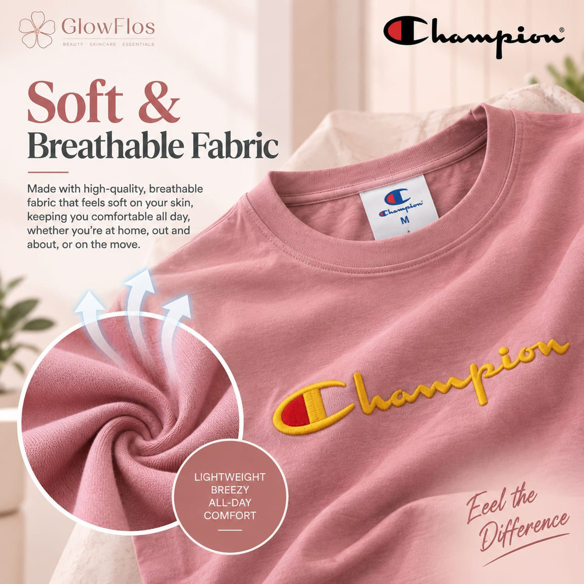 Champion Classic Script Logo Casual T-Shirt
