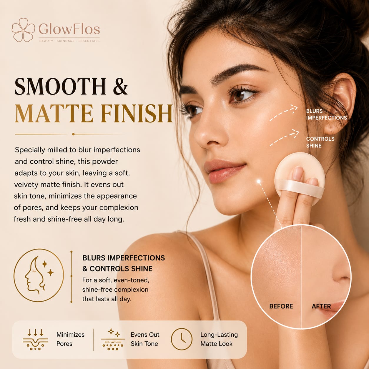 Callista Smooth & Matte Compact Powder yellow compact case in shade 10 Natural Beige showing the product top and ingredient label
