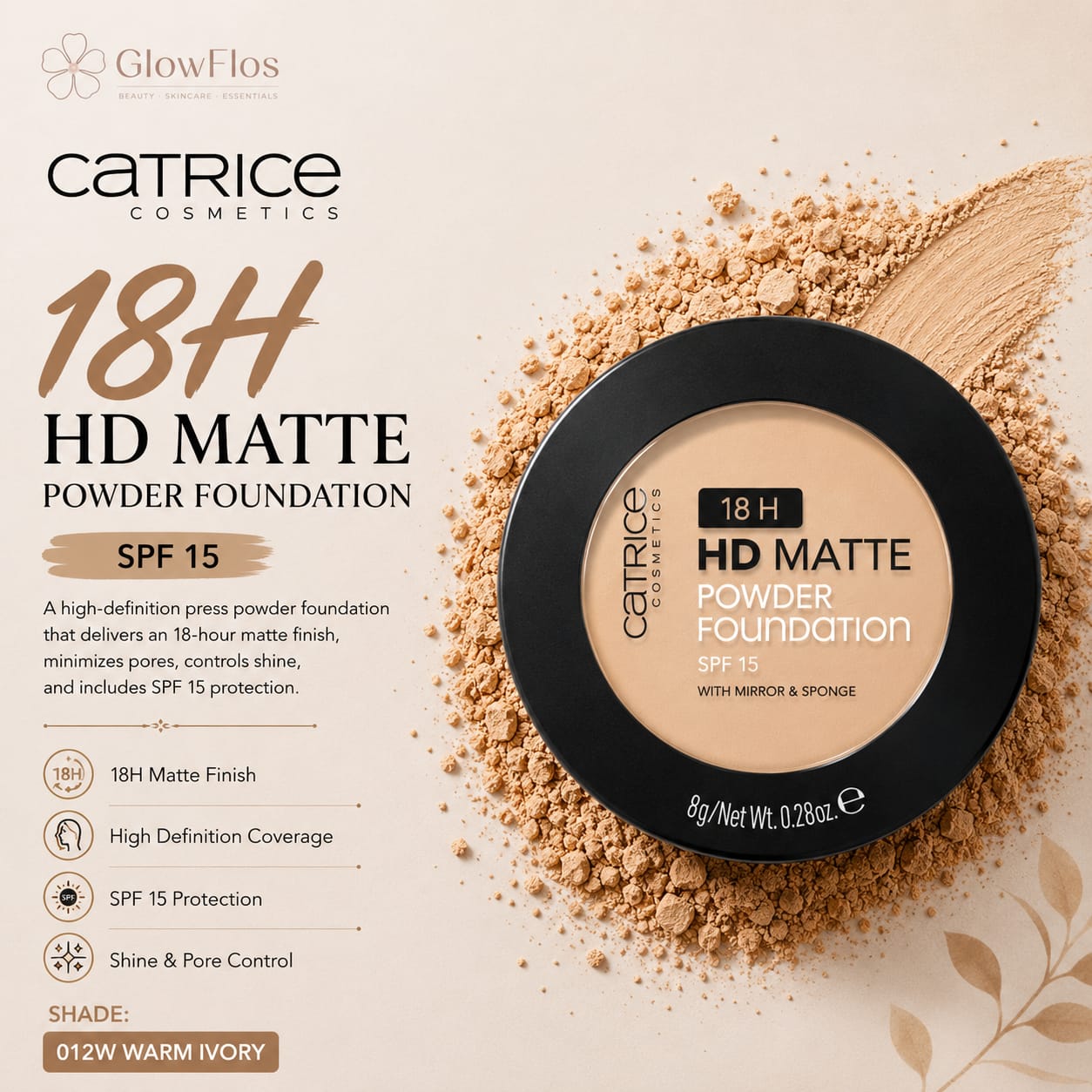 Catrice 18H HD Matte Powder Foundation – 012W
