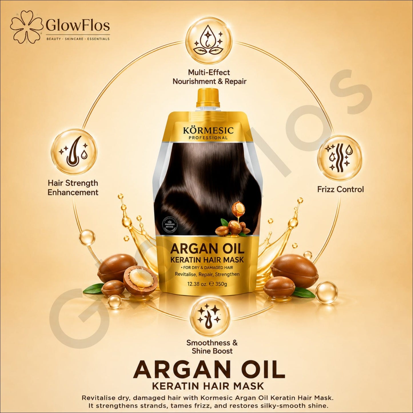 Kormesic Professional Argan Oil Hair Mask 350ml (Deep Hydration & Repair)