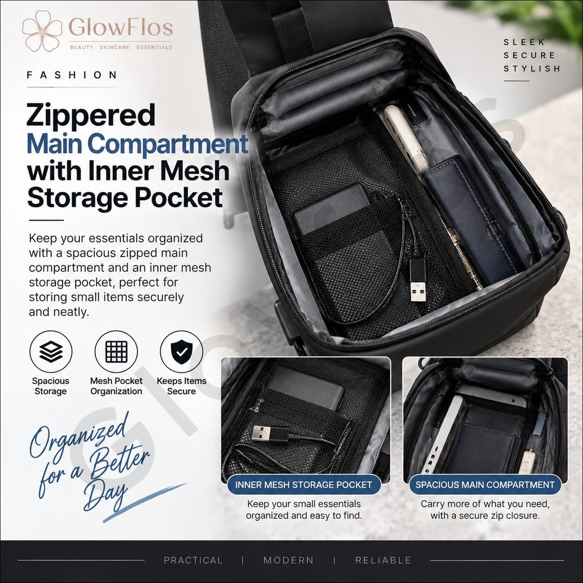 Fashion Combination Lock Crossbody Sling Bag