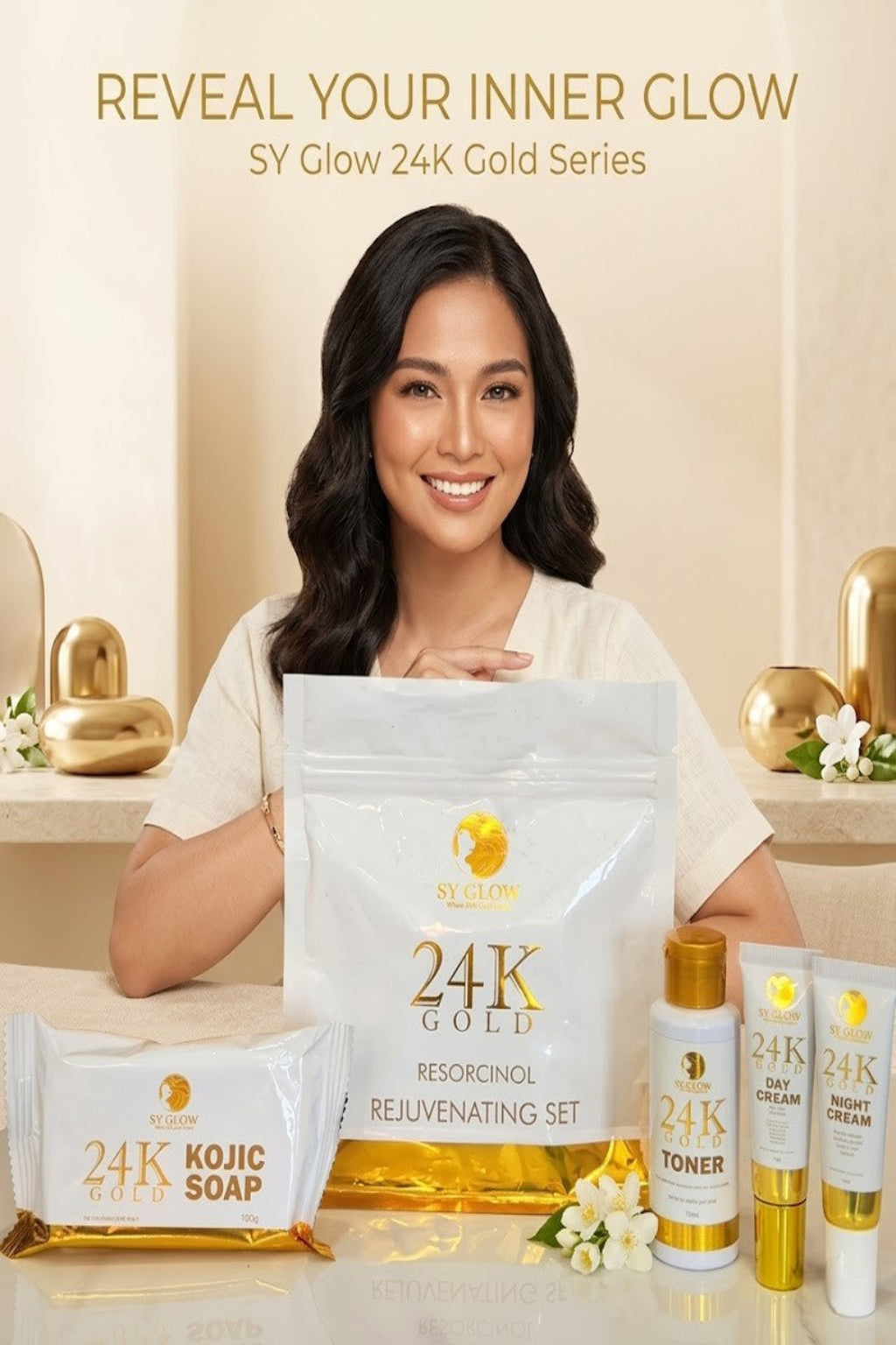 Sy Glow 24K Gold Rejuvenating Set for glowing, smooth, and youthful skin
