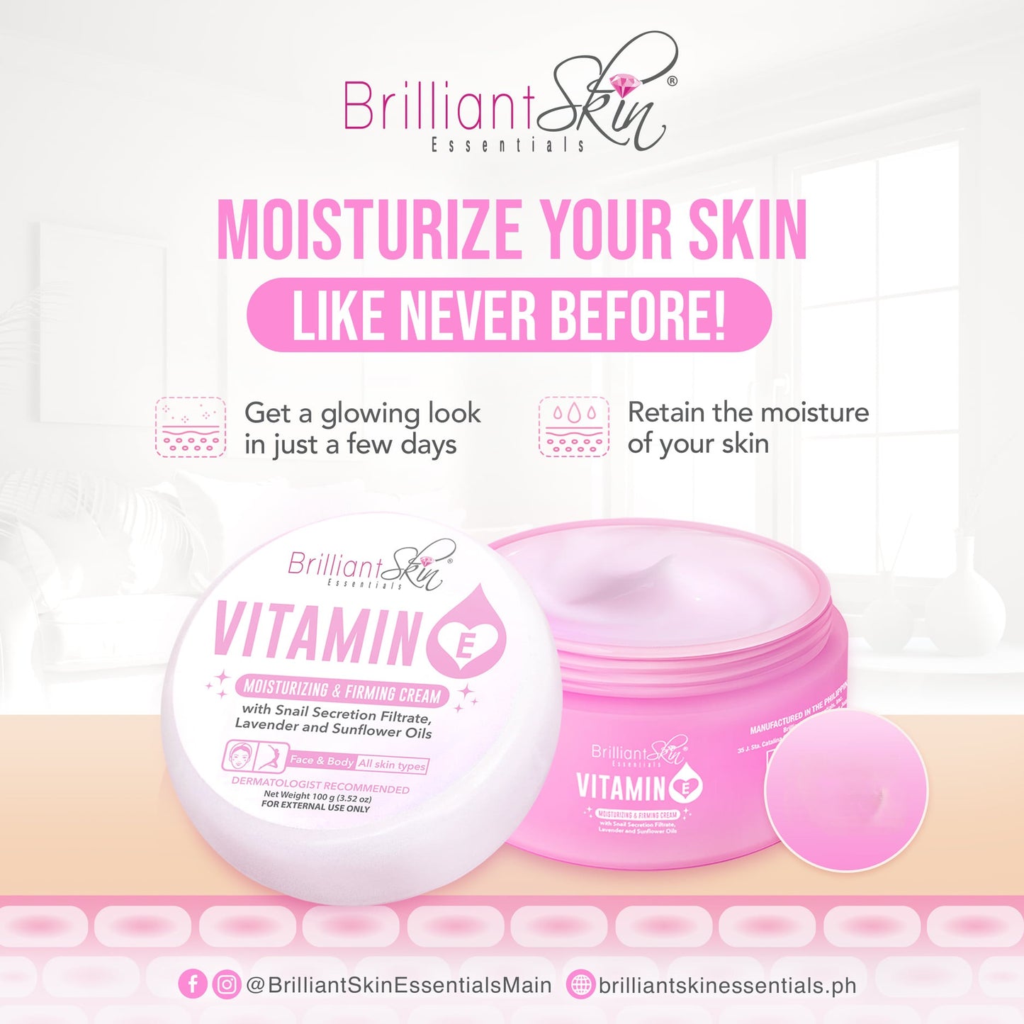 Brilliant Vitamin E Moisturising Cream for soft, hydrated, and glowing skin