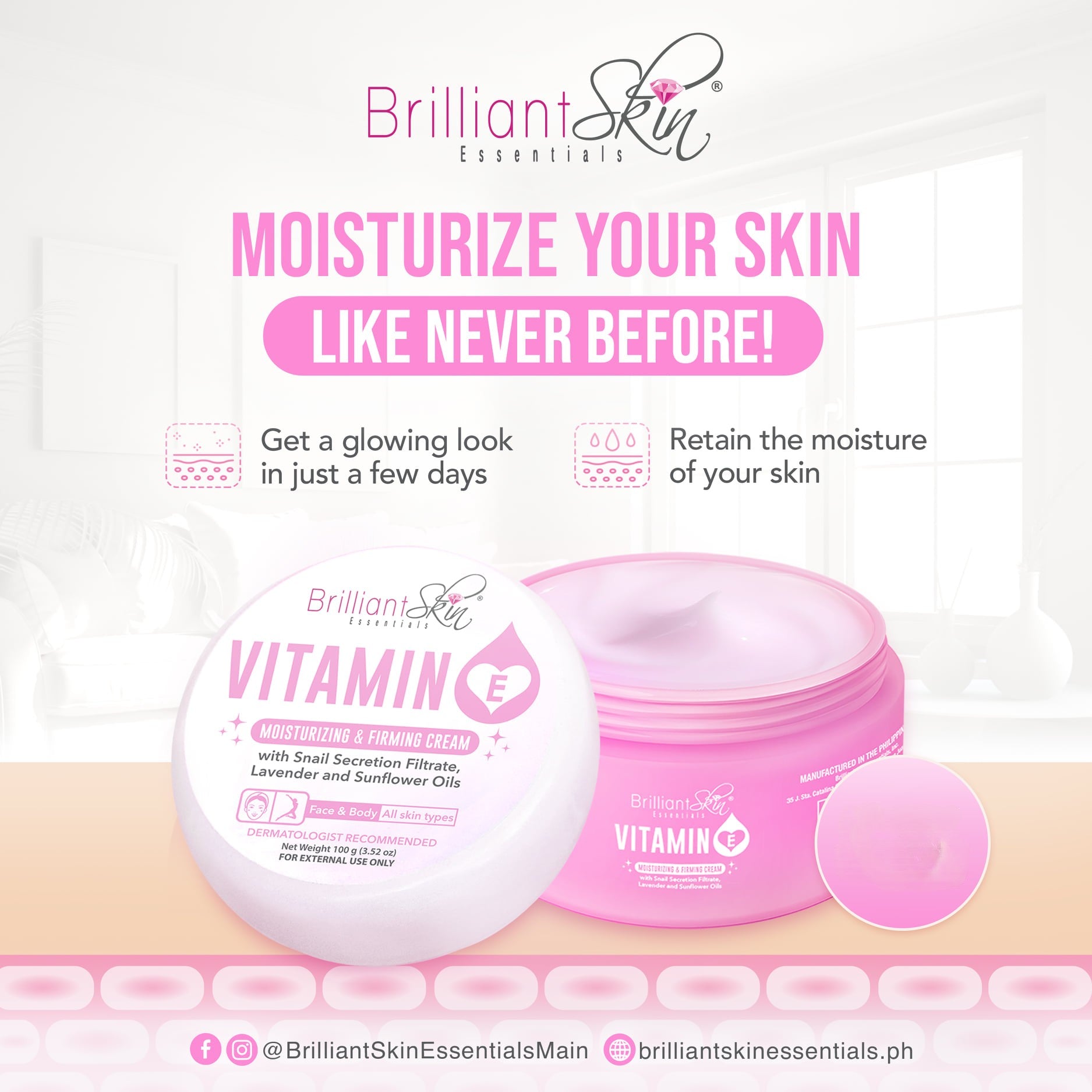 Brilliant Vitamin E Moisturising Cream for soft, hydrated, and glowing skin