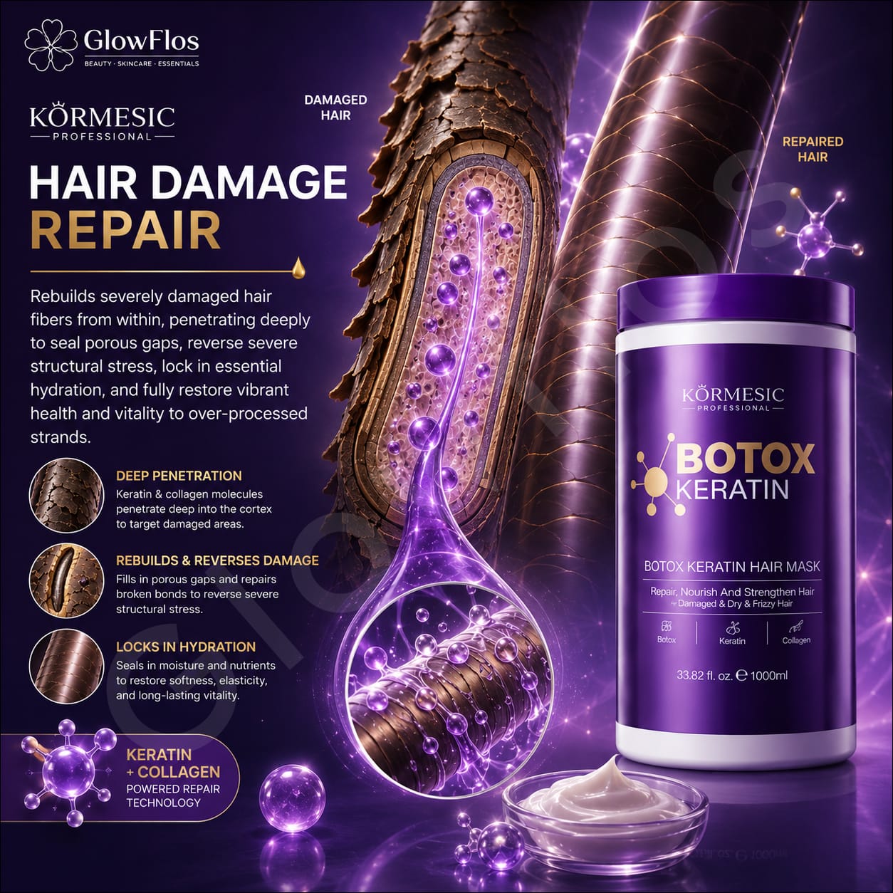 Professional hair smoothing keratin treatment cream texture