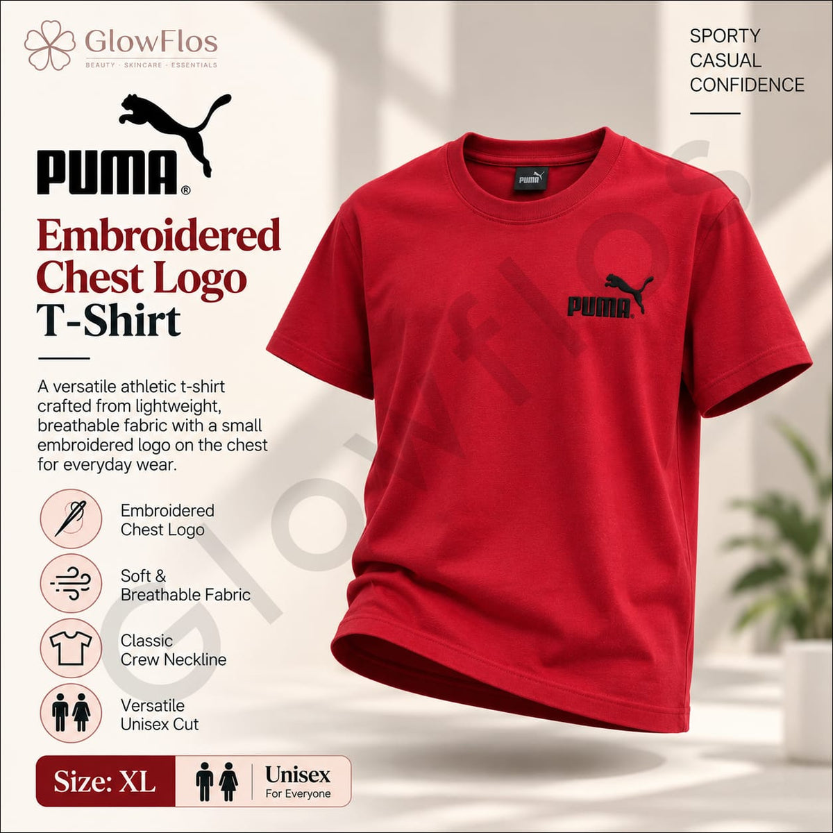 Puma Embroidered Chest Logo Athletic T-Shirt