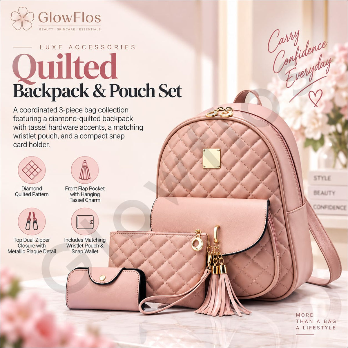 Elegance Quilted Leather Backpack