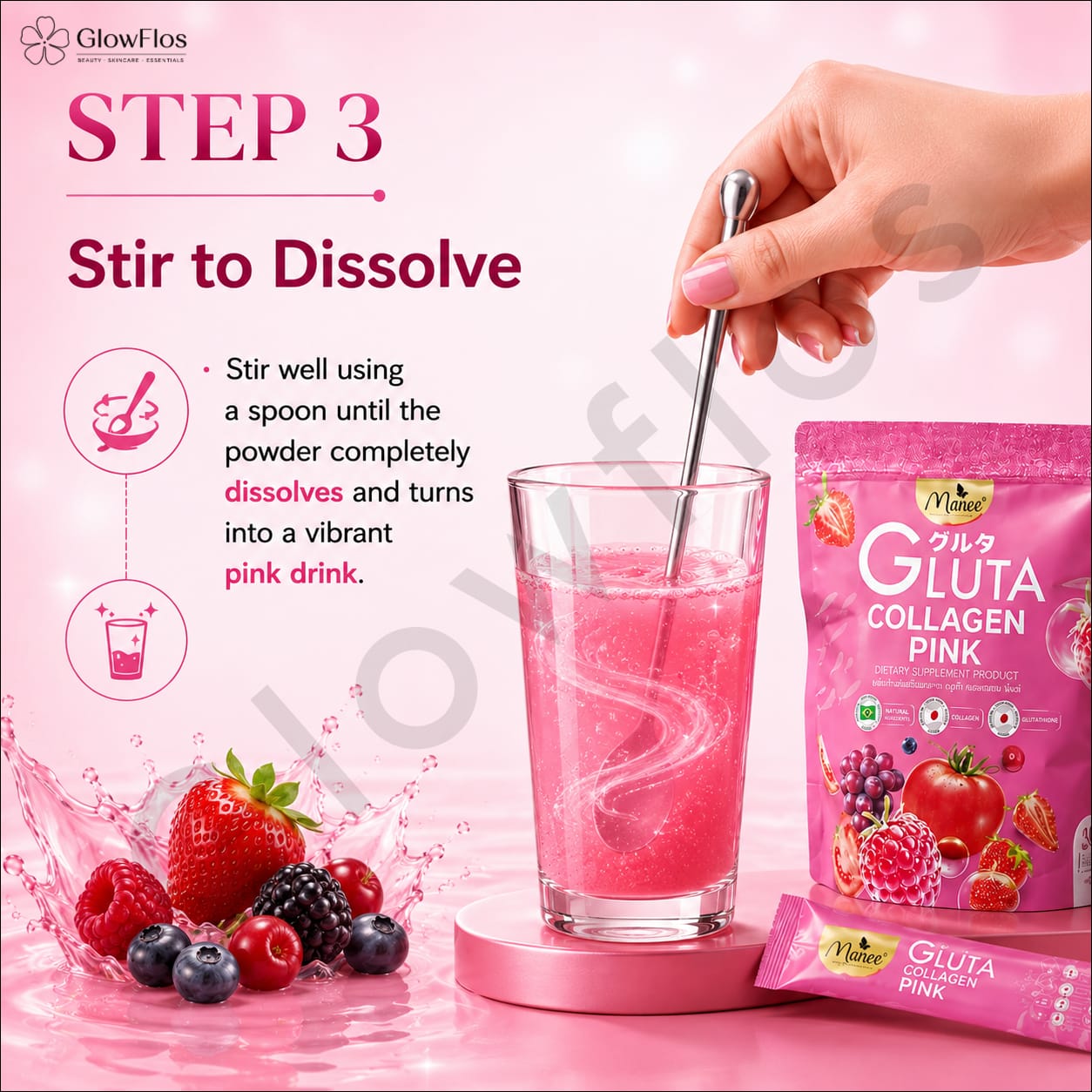 Manee Gluta Collagen Pink individual daily beauty drink sachets