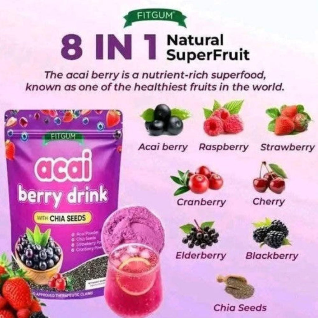Fitgum Acai Berry Drink with Chia Seeds