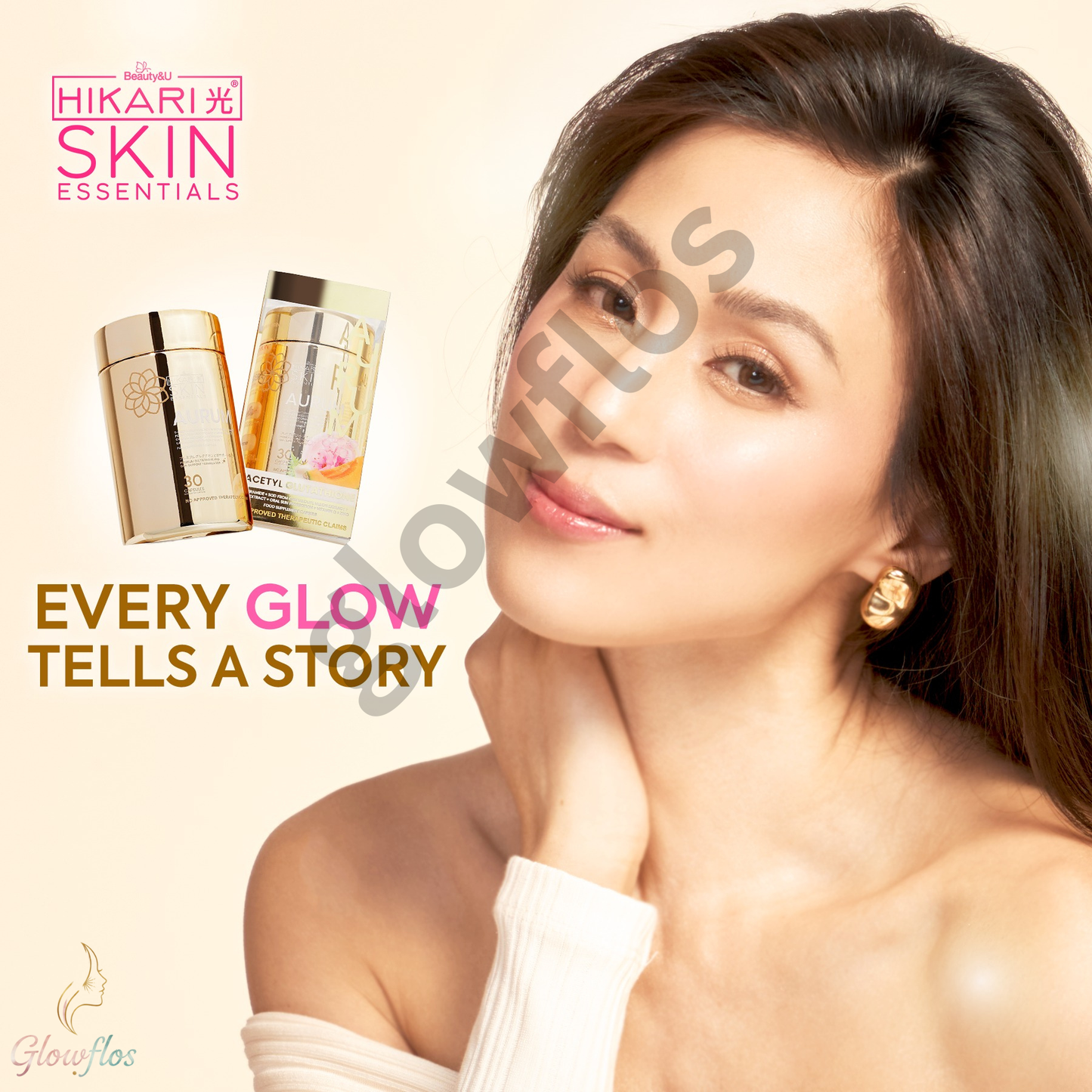 “Hikari Aurum Glutathione capsules for flawless, clear, and even skin tone”