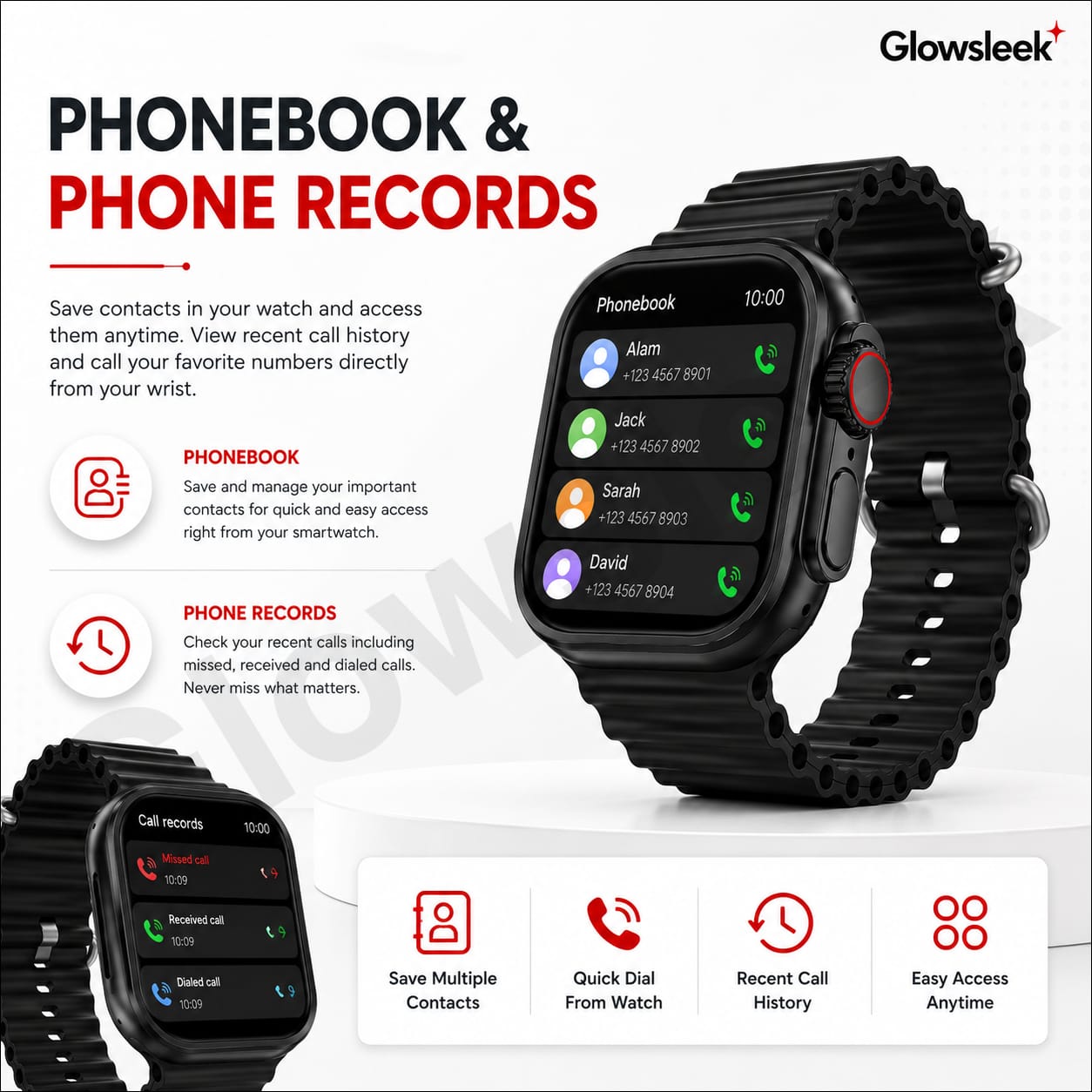 Authentic IKON Smart Watch with HD Touch Screen Bluetooth Calling Pedometer Heart Rate Blood Pressure Monitor and Smart Notifications for Android and iOS
