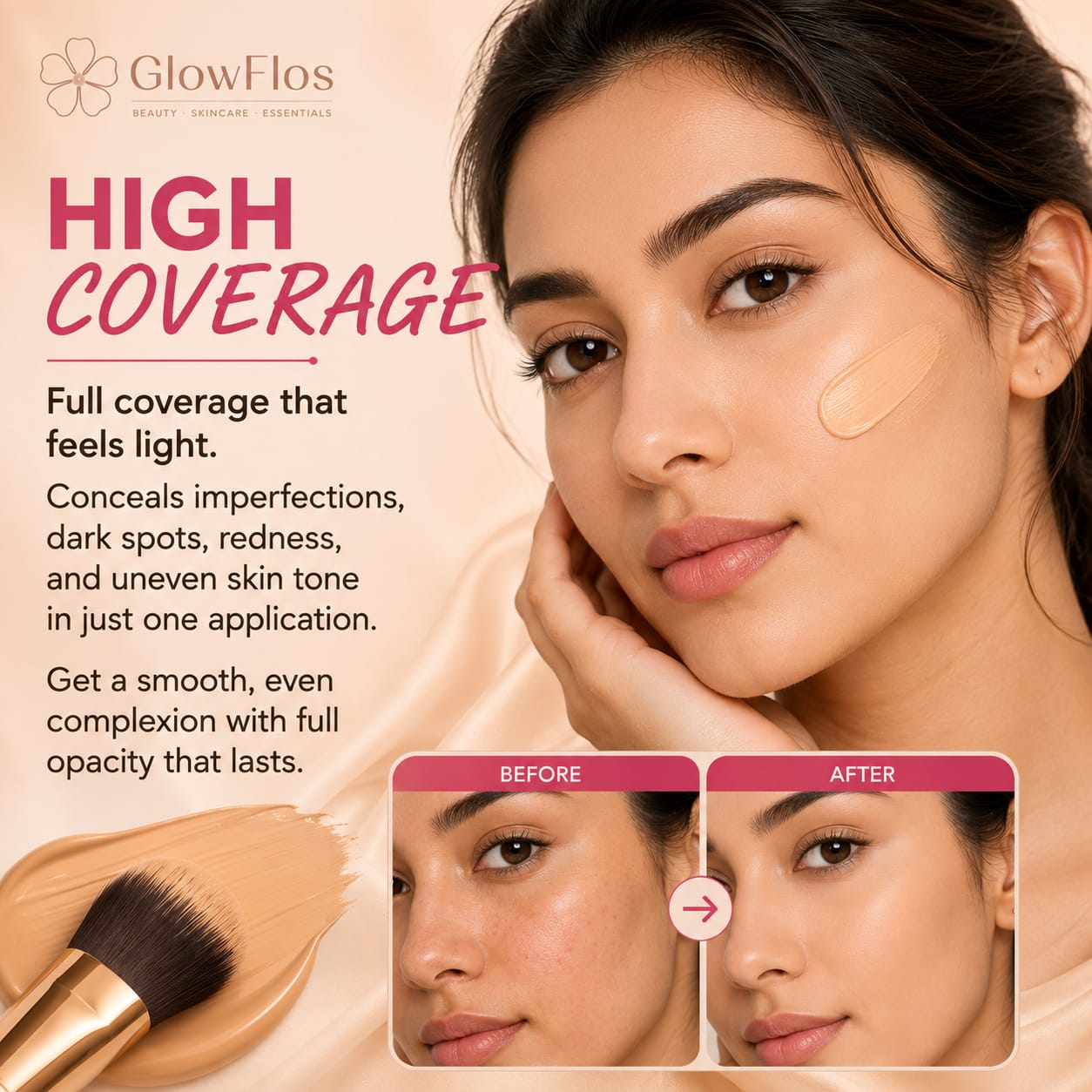 Essence I Love Flawless Skin Foundation pump bottle in a neutral shade with long wear SPF 20 label.