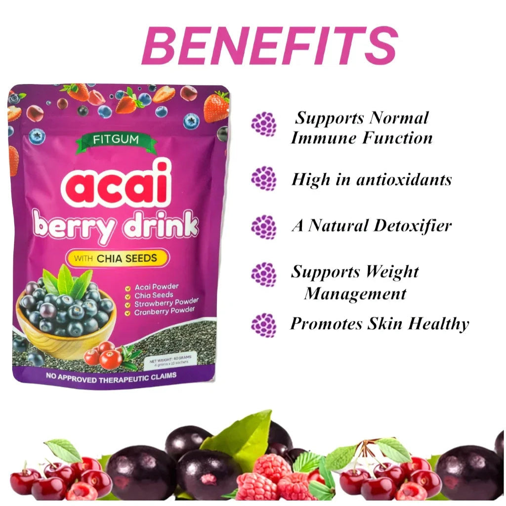 Fitgum Acai Berry Drink with Chia Seeds