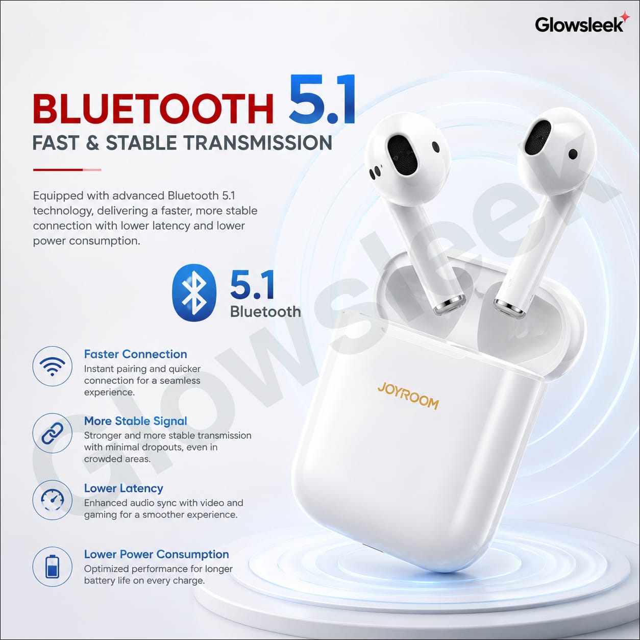 Authentic Joyroom JR-T03S TWS Wireless Earphones with 13mm Dynamic Drivers Touch Control Smart Auto Pairing and Qi Wireless Charging Case