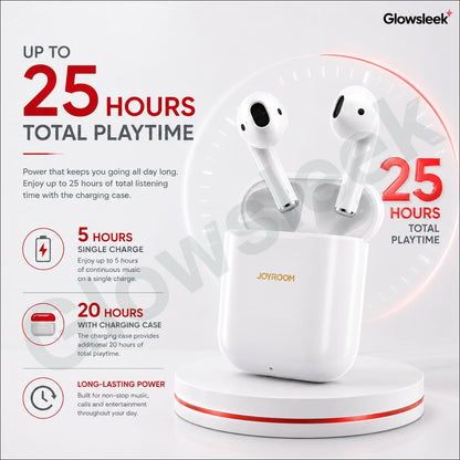 Authentic Joyroom JR-T03S TWS Wireless Earphones with 13mm Dynamic Drivers Touch Control Smart Auto Pairing and Qi Wireless Charging Case