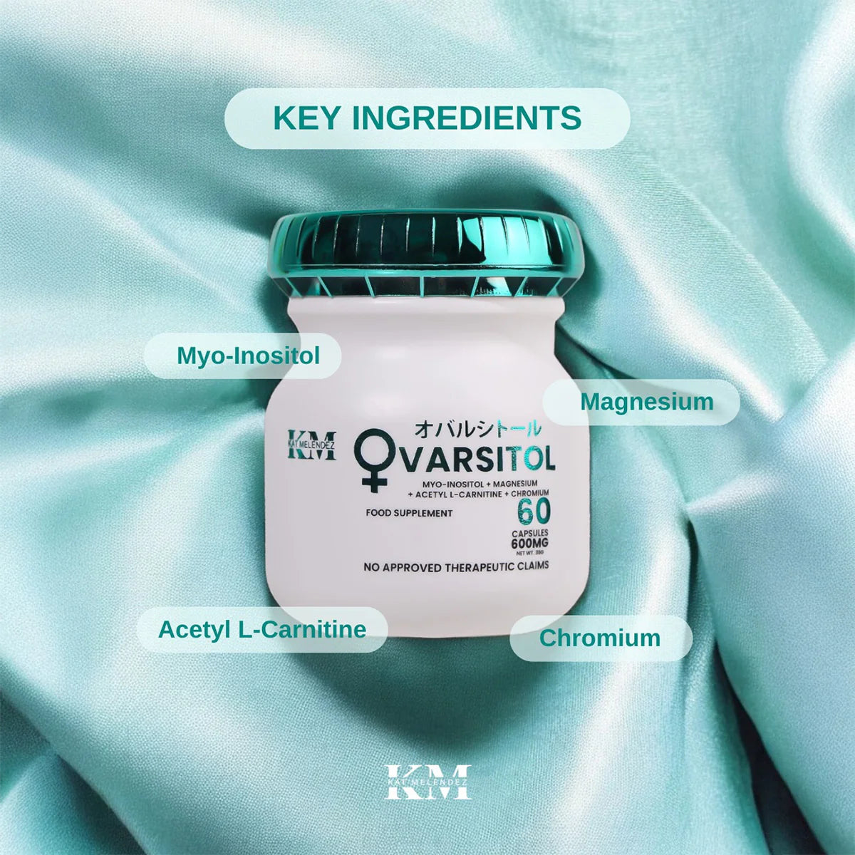 Infographic displaying the benefits of Ovarsitol capsules including cycle regularity and metabolism support