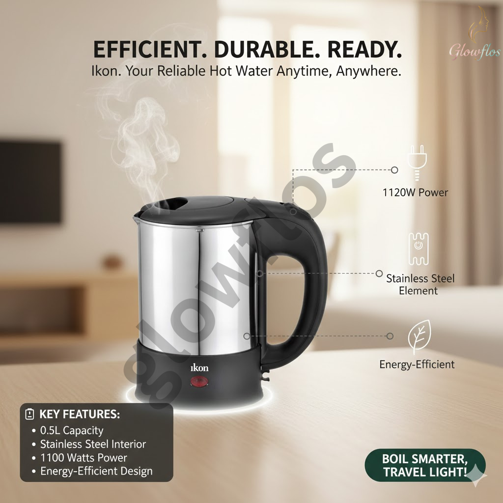 "Ikon Travel Kettle IK-11A 0.5L compact electric kettle for travel and quick boiling"