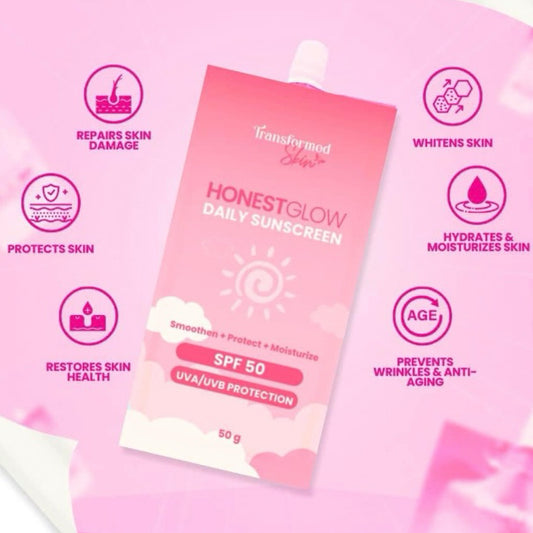 Authentic Honest Glow Daily Sunscreen SPF 50 Broad Spectrum Facial Sunblock for UVA UVB Protection Weightless Hydration Non Greasy and Invisible Glass Skin Finish