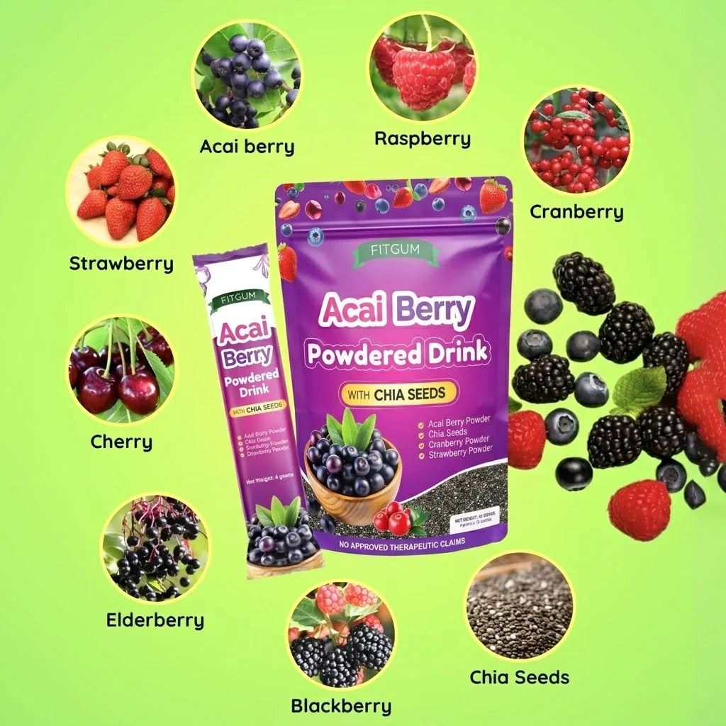 Fitgum Acai Berry Drink with Chia Seeds