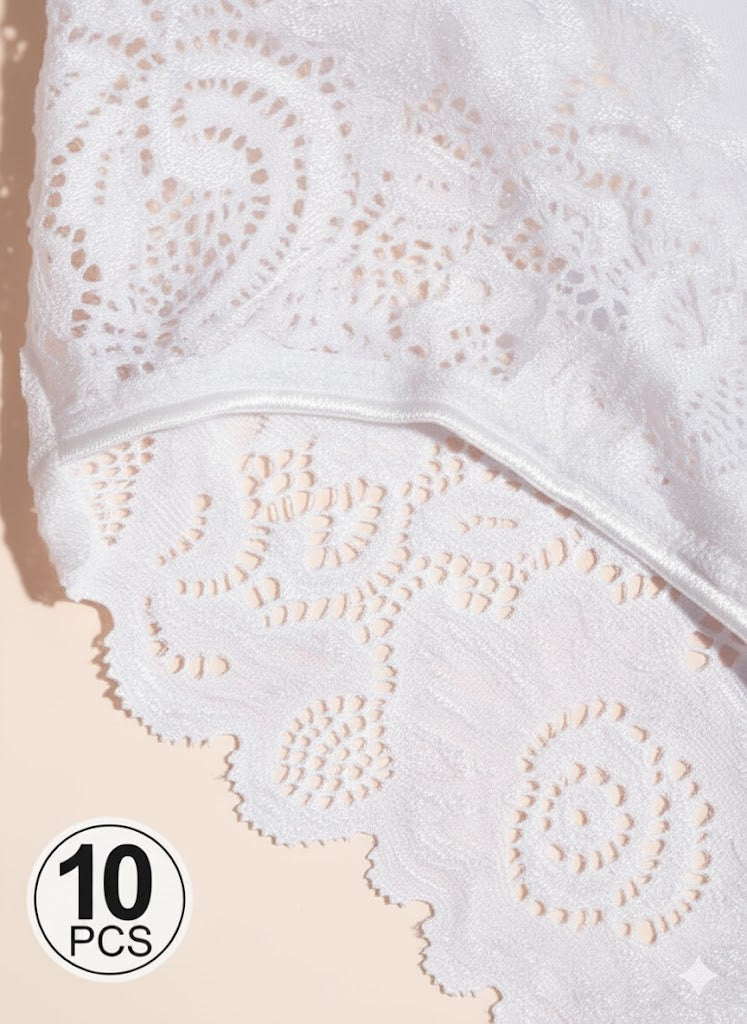 Women'S Floral Lace Briefs  Sexy Mid-Rise Underwear 10 Pcs