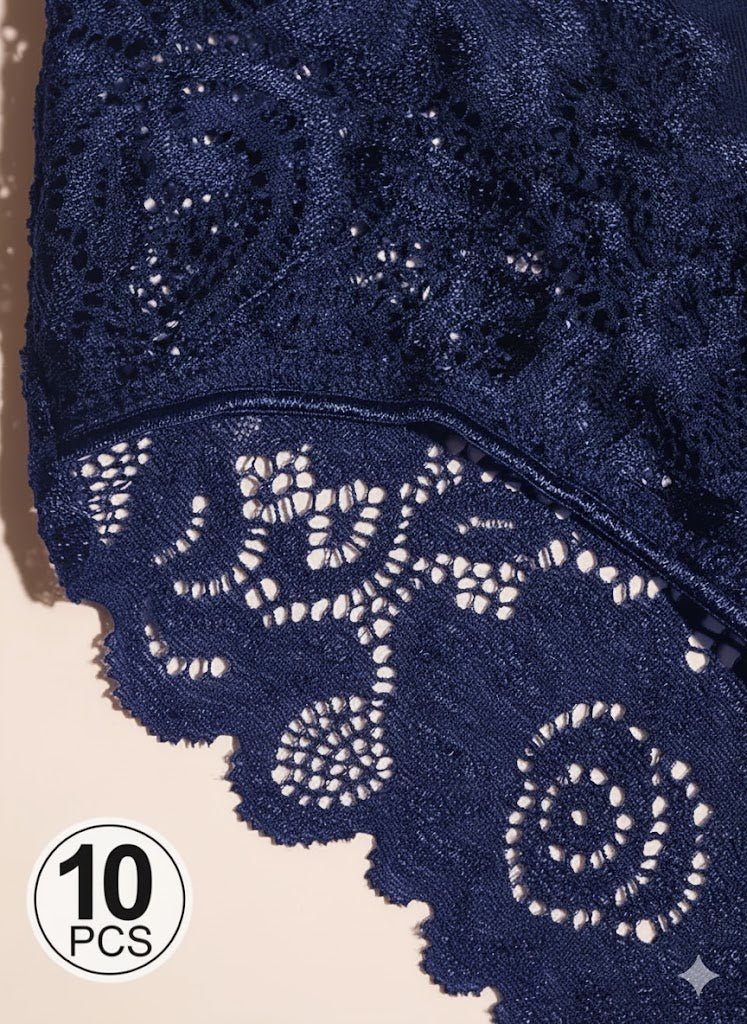 Women'S Floral Lace Briefs  Sexy Mid-Rise Underwear 10 Pcs