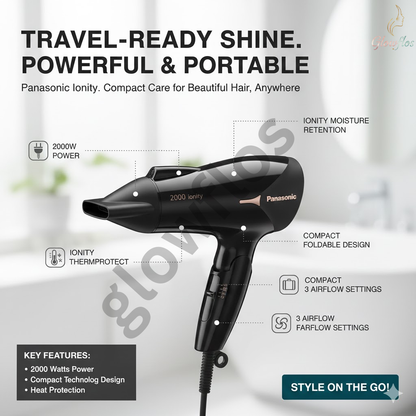 “Panasonic Hair Dryer EH-NE66 – powerful quick-dry hair dryer with Ionity and 2000W airflow.”