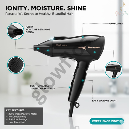 “Panasonic Hair Dryer EH-NE66 – powerful quick-dry hair dryer with Ionity and 2000W airflow.”